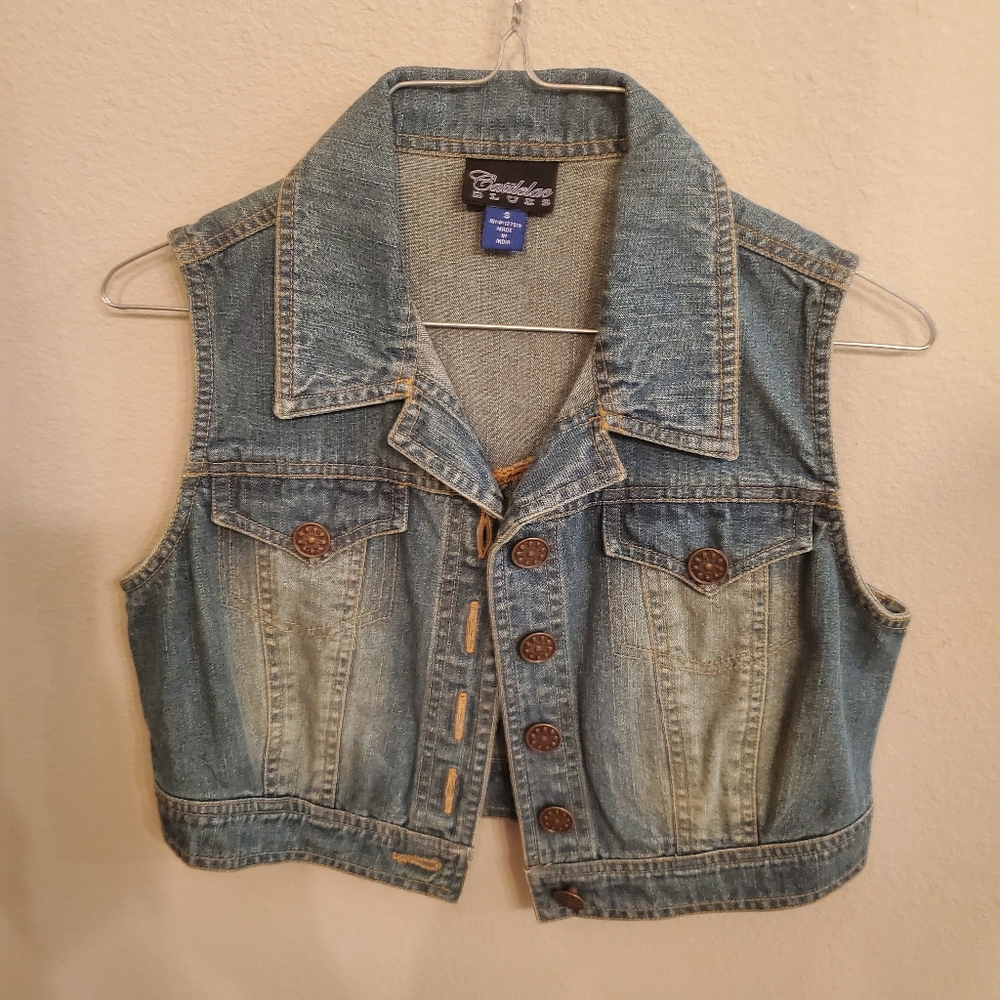 Crop  blue jean vest